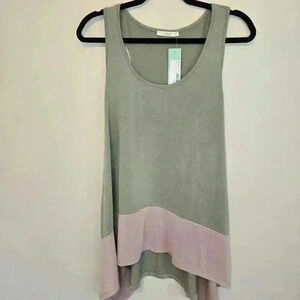 NWT Le Lis Women's Racerback High-low Tank Top  Sage Green Size XL